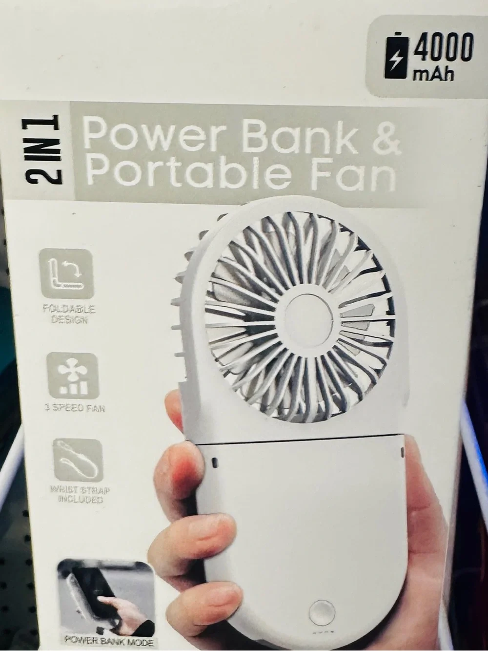 Essentials White 2-in-1 Personal Fan & Power Bank - 4000mAh lot/2
